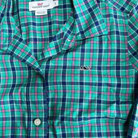 Vineyard Vines Long Sleeve Button Down Gingham Cotton Shirt Size 2 - Picture 3 of 7